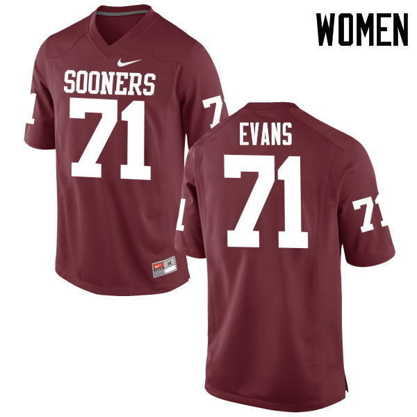 Women Oklahoma Sooners #71 Bobby Evans College Football Jerseys Game-Crimson